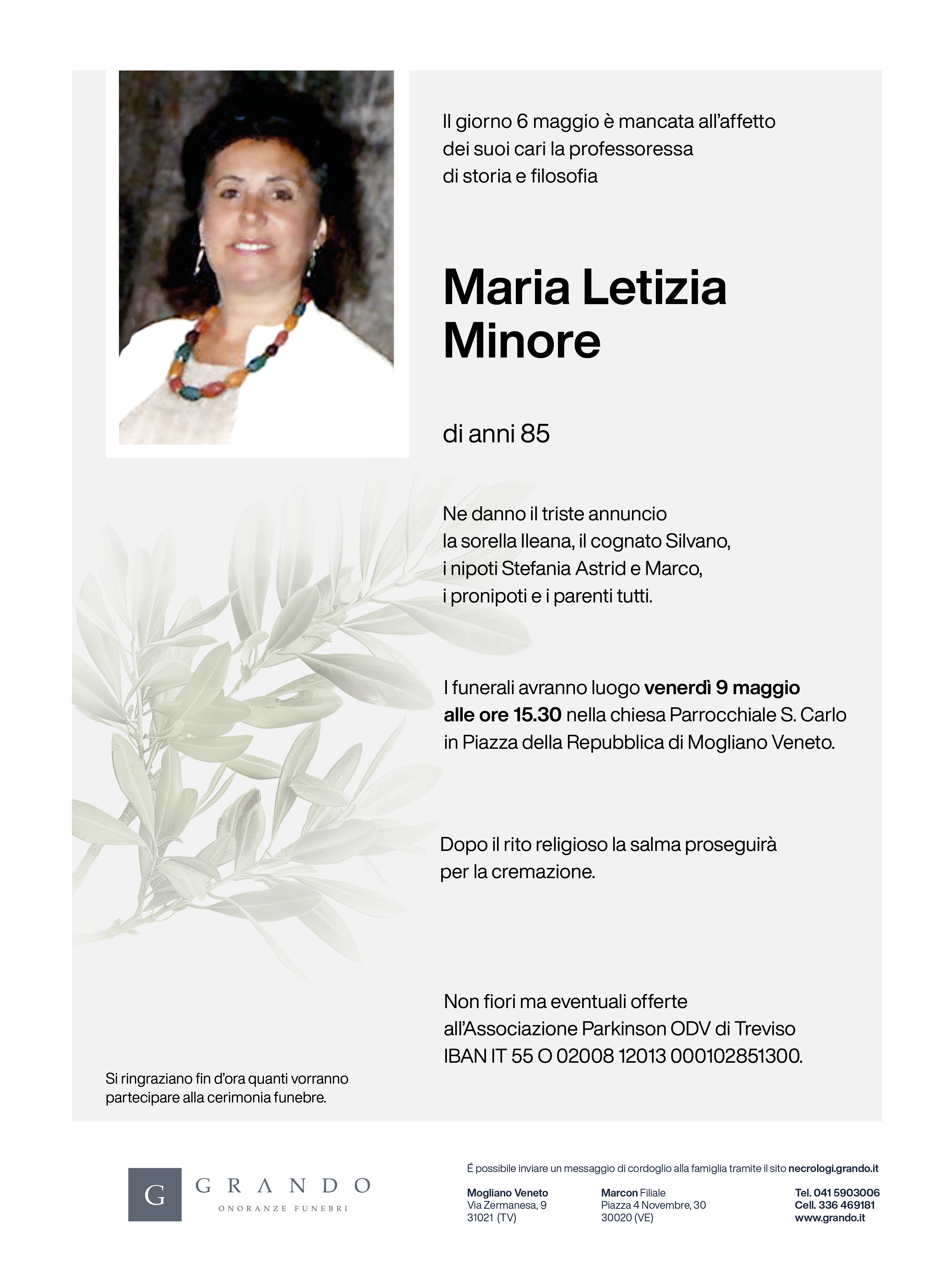 Epigrafe Maria Letizia Minore