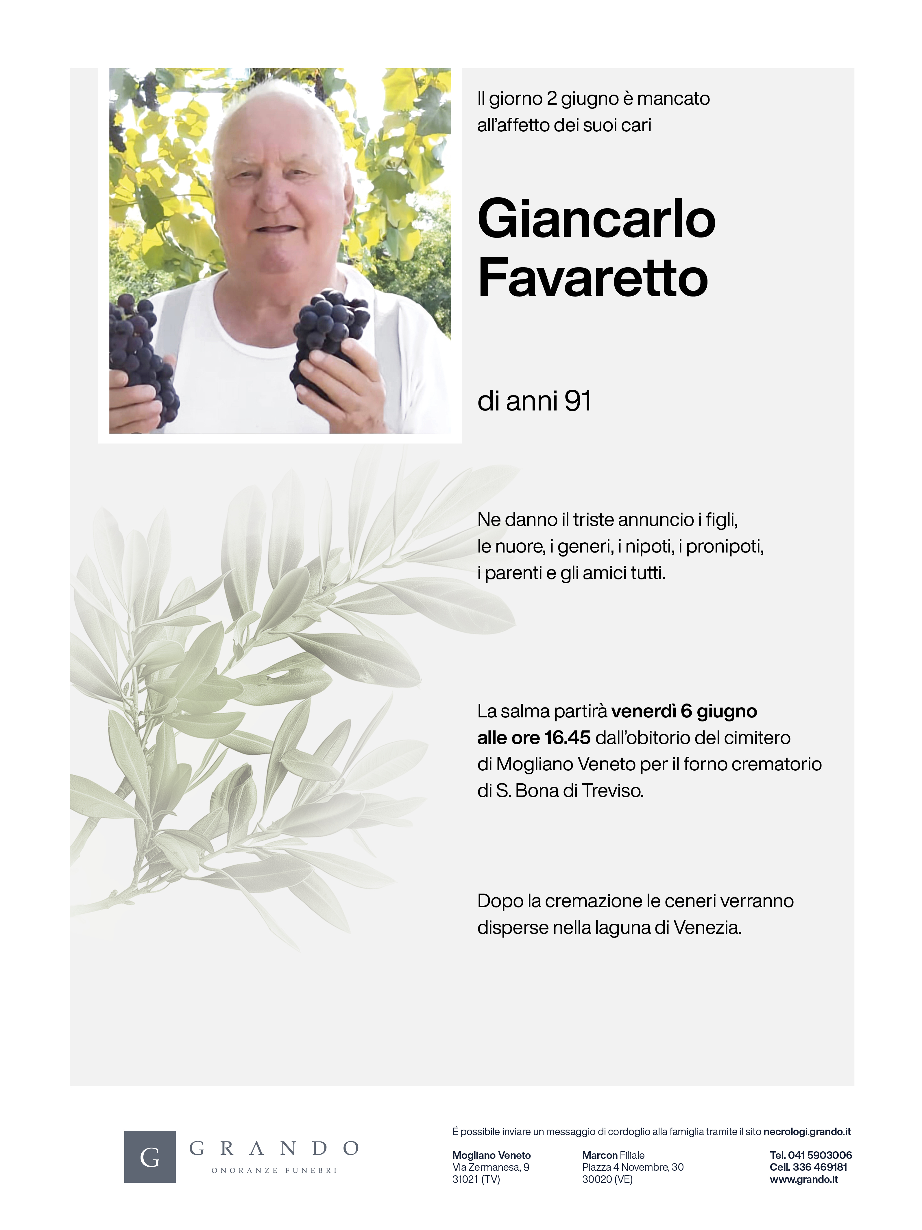 Epigrafe Giancarlo Favaretto