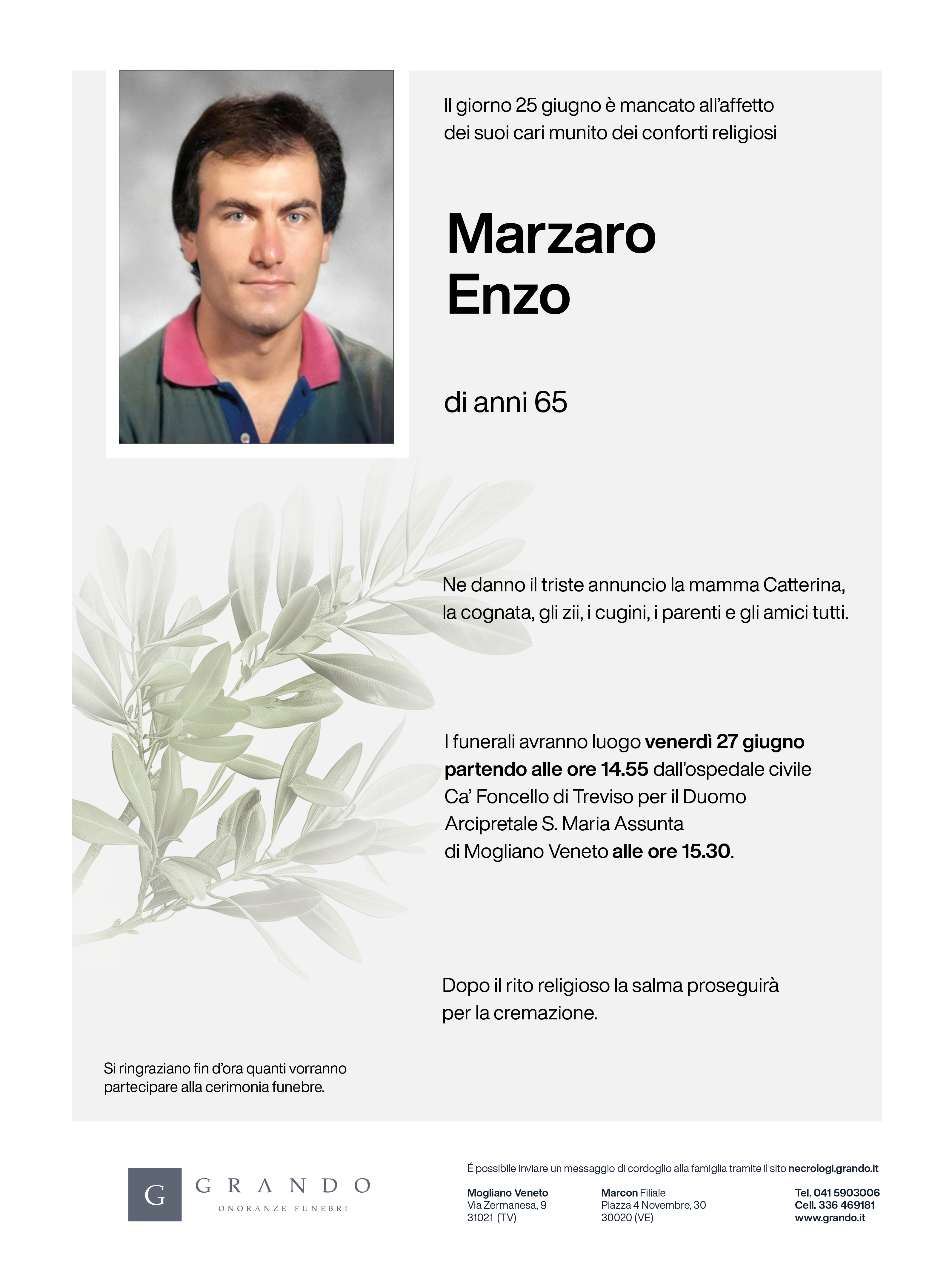 Epigrafe Marzaro Enzo