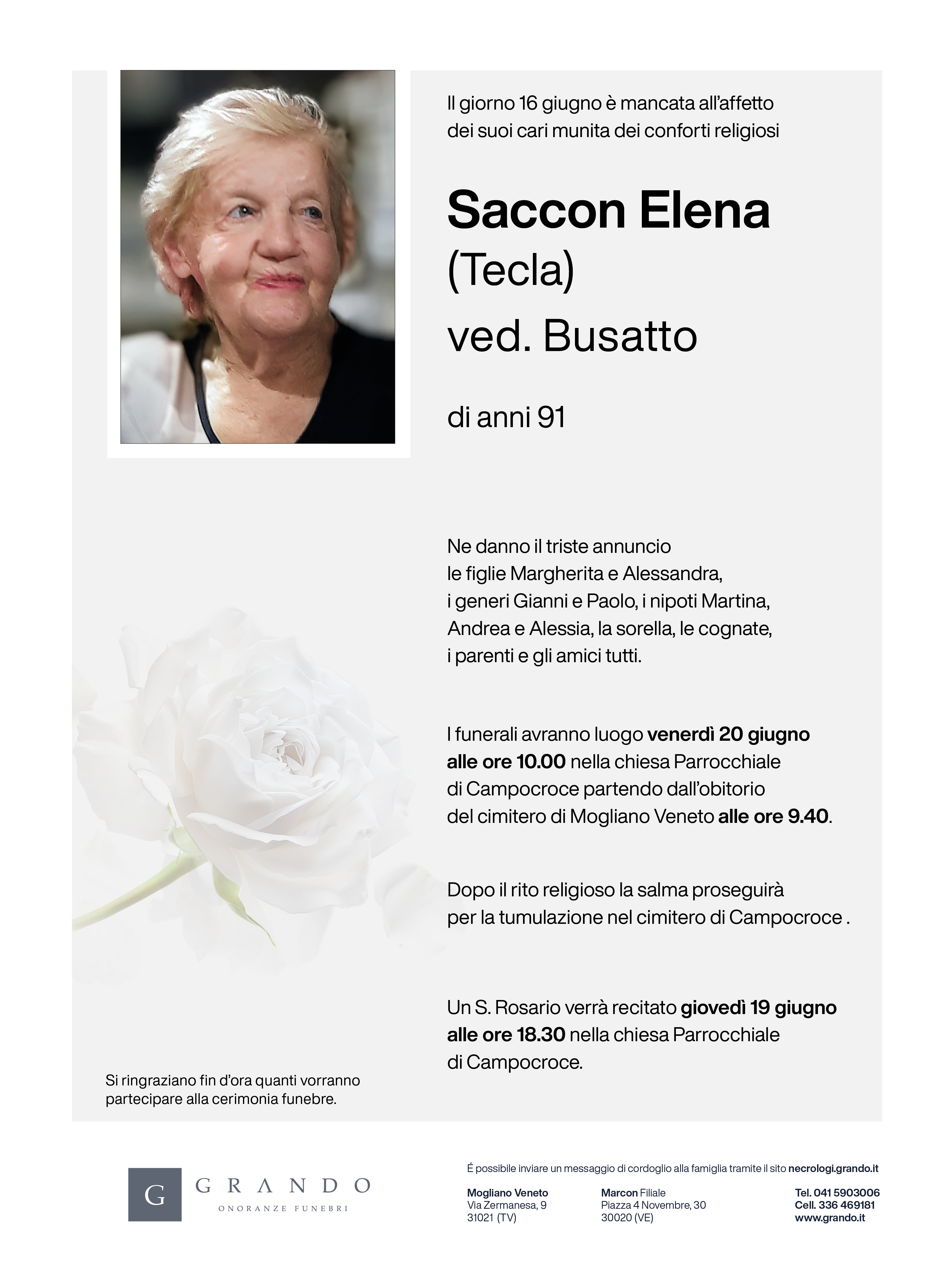 Epigrafe Rosa donna Saccon